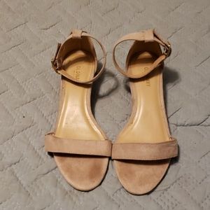 Old Navy nude suede 2" sandal wedges